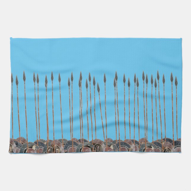 Antike griechische Hopliten kämpfen Geschirrtuch (Horizontal)