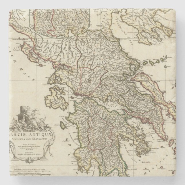 Antike griechische Karte Steinuntersetzer (Vorderseite)