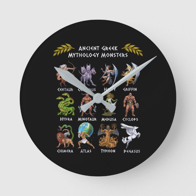 Antike griechische Mythologie-Monster Runde Wanduhr (Vorderseite)