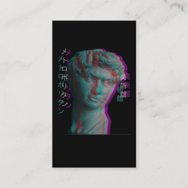 Antike griechische Skulptur Vaporwave Statue Head Visitenkarte (Vorderseite)