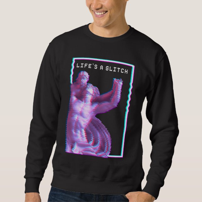 Antike griechische Statue Ästhetik Vaporwave Glitc Sweatshirt (Vorderseite)