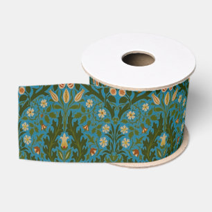 Antike Grün Blaue William Morris Herbstblumen Ripsband