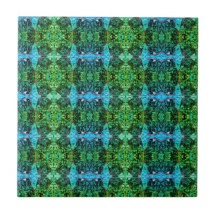Antike grüne blaue Art Nouveau Vintage Fliese