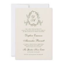 Antike grüne monogrammierte florale Hochzeit