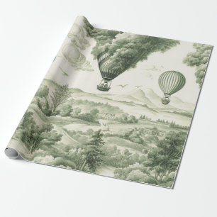 Antike grüne Toile de Jouy Idylle-Muster Geschenkpapier