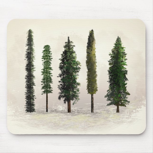 Antike grüne Wald Bäume rustikal holzig Mousepad (Vorne)