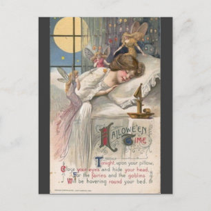 antike-halloween-frau-feen-postkarte postkarte