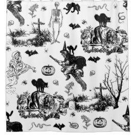antike Halloween-Hexe Ghul Skelett-Toile Goth Duschvorhang