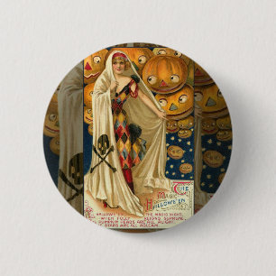 Antike Halloween-Kürbislaterne Button