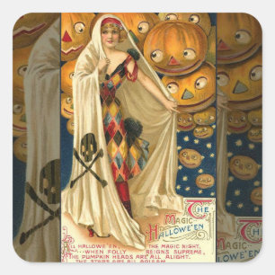 Antike Halloween-Kürbislaterne Quadratischer Aufkleber