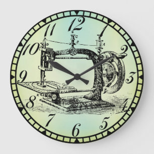 Antike Handkurbelmaschinen-Nähzimmeruhr v1 Große Wanduhr