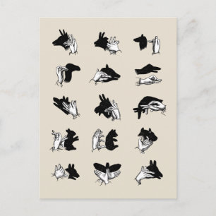 Antike Handpuppen-Schatten-Spiele Postkarte