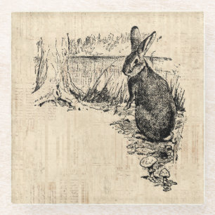 Antike Hasen-Illustration Glasuntersetzer