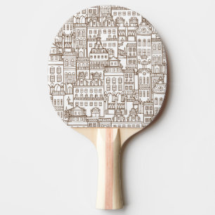 Antike Häuser: Nahtloses architektonisches Muster. Tischtennis Schläger