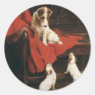 Antike Haustiere, Jack Russel Terrier Hunde Runder Aufkleber