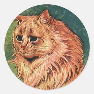Antike Haustiere, Langhaarkatze Orange Runder Aufkleber