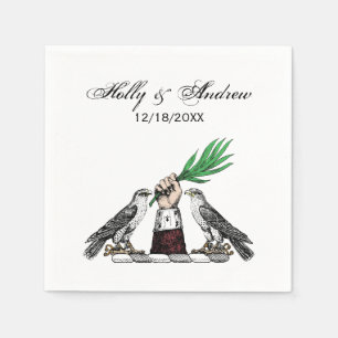 Antike Heraldische Falken mit Hand-Wappen-Emblem Serviette