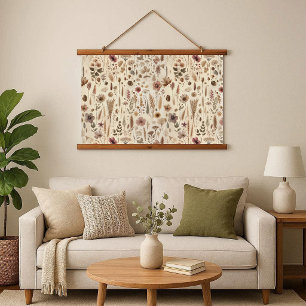 Antike Herbarium gepresste Blumen Holz Wandteppich Mit Holzrahmen