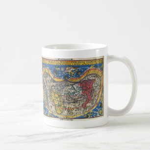 Antike herzförmige Weltkarte von Peter Apian 1520 Kaffeetasse