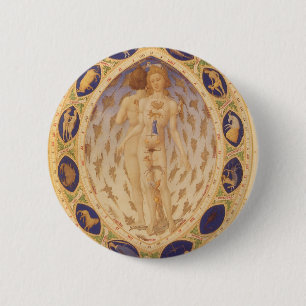 Antike Himmelskarte des Zodiak, Vintage-Astrologie Button