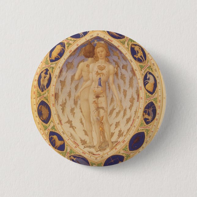 Antike Himmelskarte, Vintage Astrologie Button (Vorderseite)