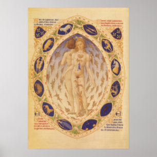 Antike Himmelskarte, Vintage Astrologie Poster