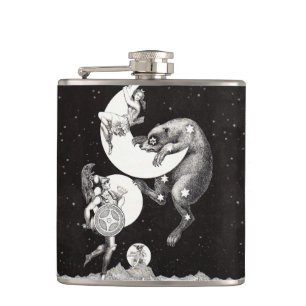 Antike himmlische Mondgöttin & Ursa Major Bär Flachmann