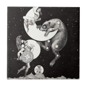 Antike himmlische Mondgöttin & Ursa Major Bär Fliese