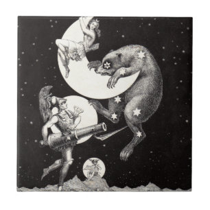 Antike himmlische Mondgöttin & Ursa Major Bär Fliese