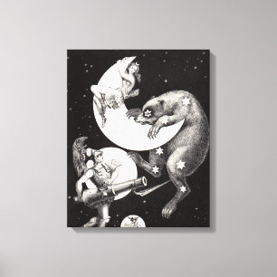 Antike himmlische Mondgöttin & Ursa Major Bär Leinwanddruck