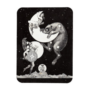 Antike himmlische Mondgöttin & Ursa Major Bär Magnet