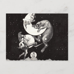Antike himmlische Mondgöttin & Ursa Major Bär Postkarte