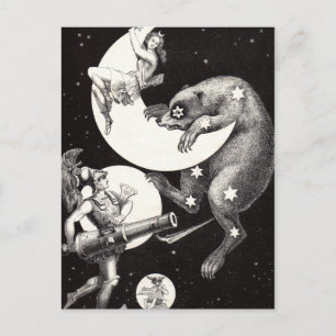 Antike himmlische Mondgöttin & Ursa Major Bär Postkarte