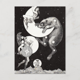 Antike himmlische Mondgöttin & Ursa Major Bär Postkarte
