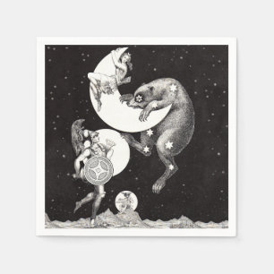 Antike himmlische Mondgöttin & Ursa Major Bär Serviette