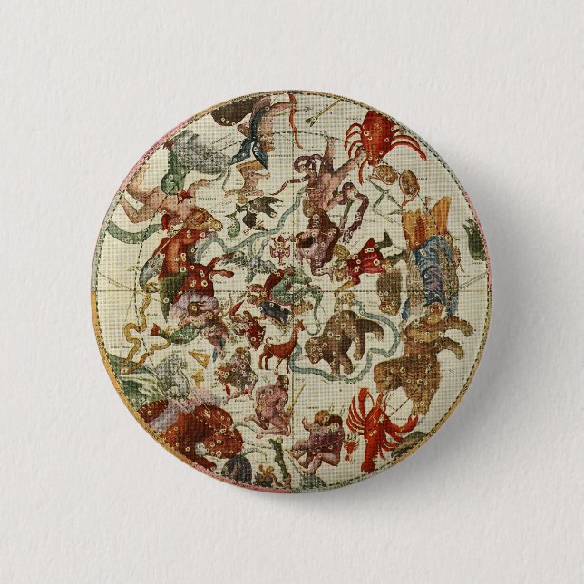 Antike himmlische Nordsternkarte 1660 Button (Vorderseite)