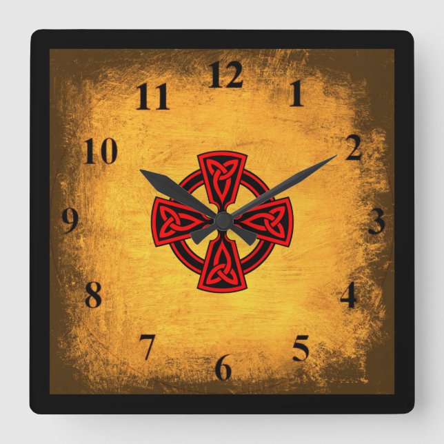 Antike Hintergrundleuchte Rotkelkreuz-Wandleuchte Quadratische Wanduhr (Vorderseite)