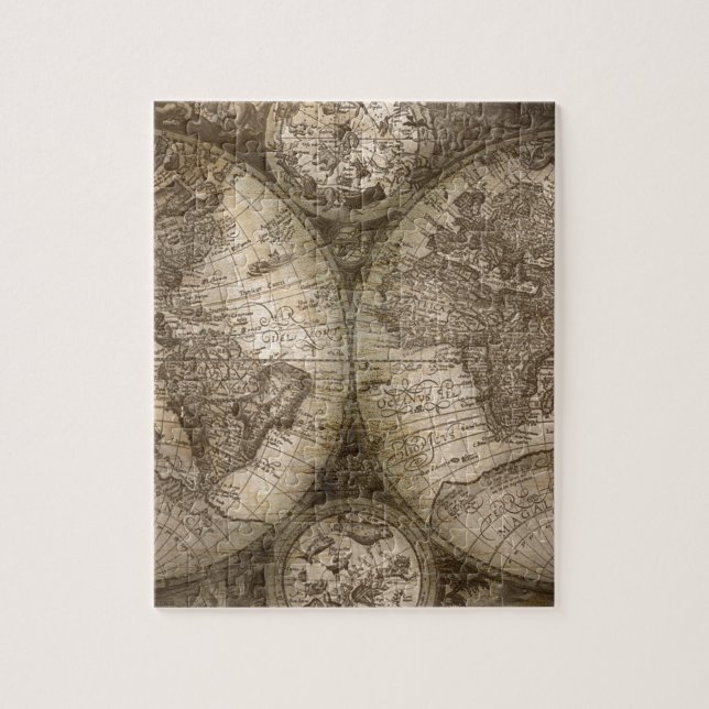 Antike historische Atlaskarte Kontinente (Vertikal)