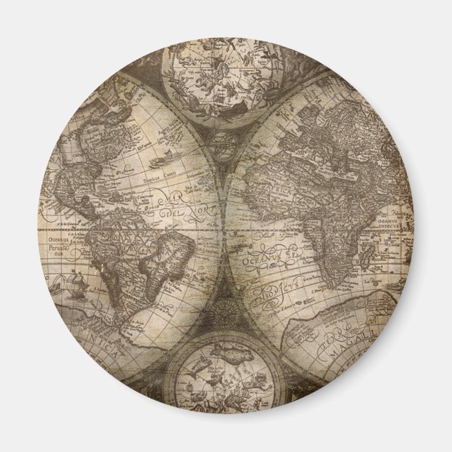 Antike historische Atlaskarte Kontinente Magnet (Vorne)