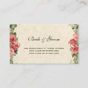 Antike Hochzeit, Florale Blumen Rosa Rosen Begleitkarte