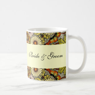 Antike Hochzeit, Gartenblumen Florale Schmetterlin Kaffeetasse