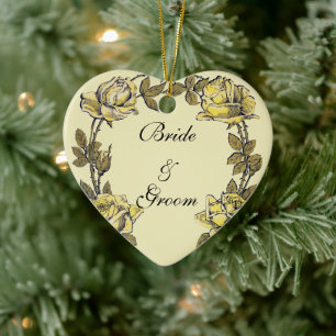 Antike Hochzeit, gelber antiker Gartenrosenkranz Keramik Ornament