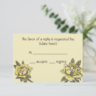 Antike Hochzeit, gelber antiker Gartenrosenkranz RSVP Karte