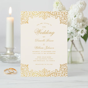 Antike Hochzeit Gold Schrift Elegantes Antikes Elf Einladung