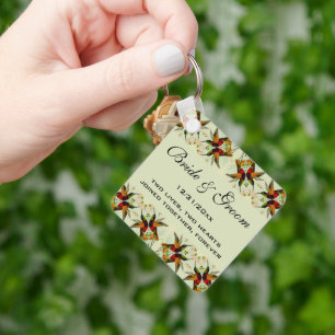 Antike Hochzeit, Kolibris und Blumen Schlüsselanhänger