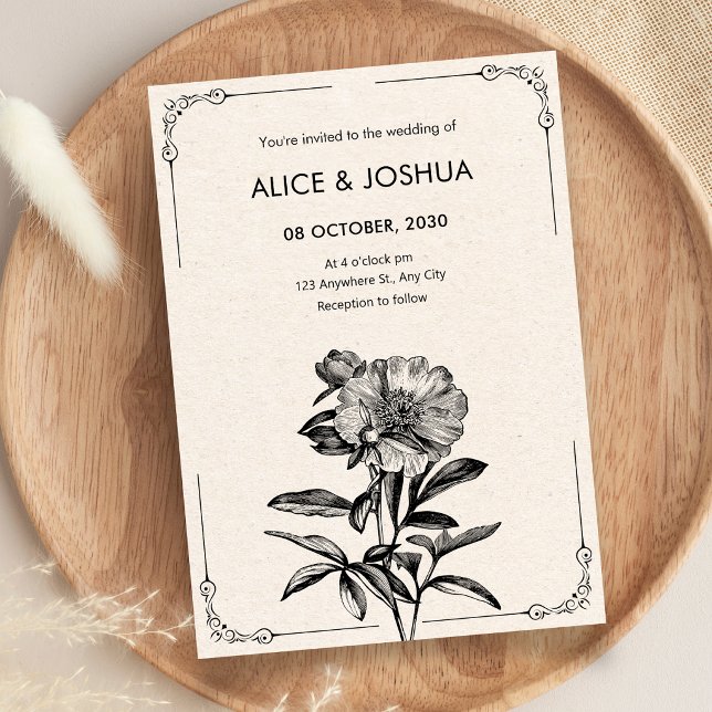 Antike Hochzeit mit Blumenmuster Einladung (Von Creator hochgeladen)