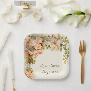 Antike Hochzeit Rosa Rose Blume Pappteller