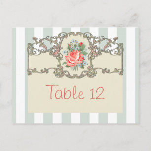 Antike Hochzeit Tischnummer Karte Vintage Rose