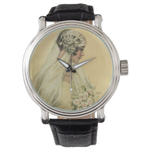 Antike Hochzeit, viktorianische Braut Brautbild Armbanduhr
