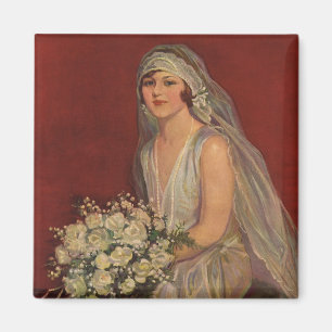 Antike Hochzeit, viktorianische Braut Brautbild Magnet